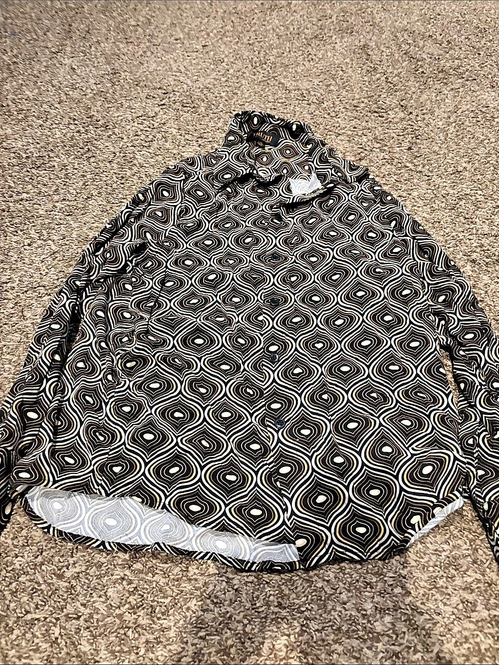 Truth by Republic Geometric Button Down Shirt Black & Gold